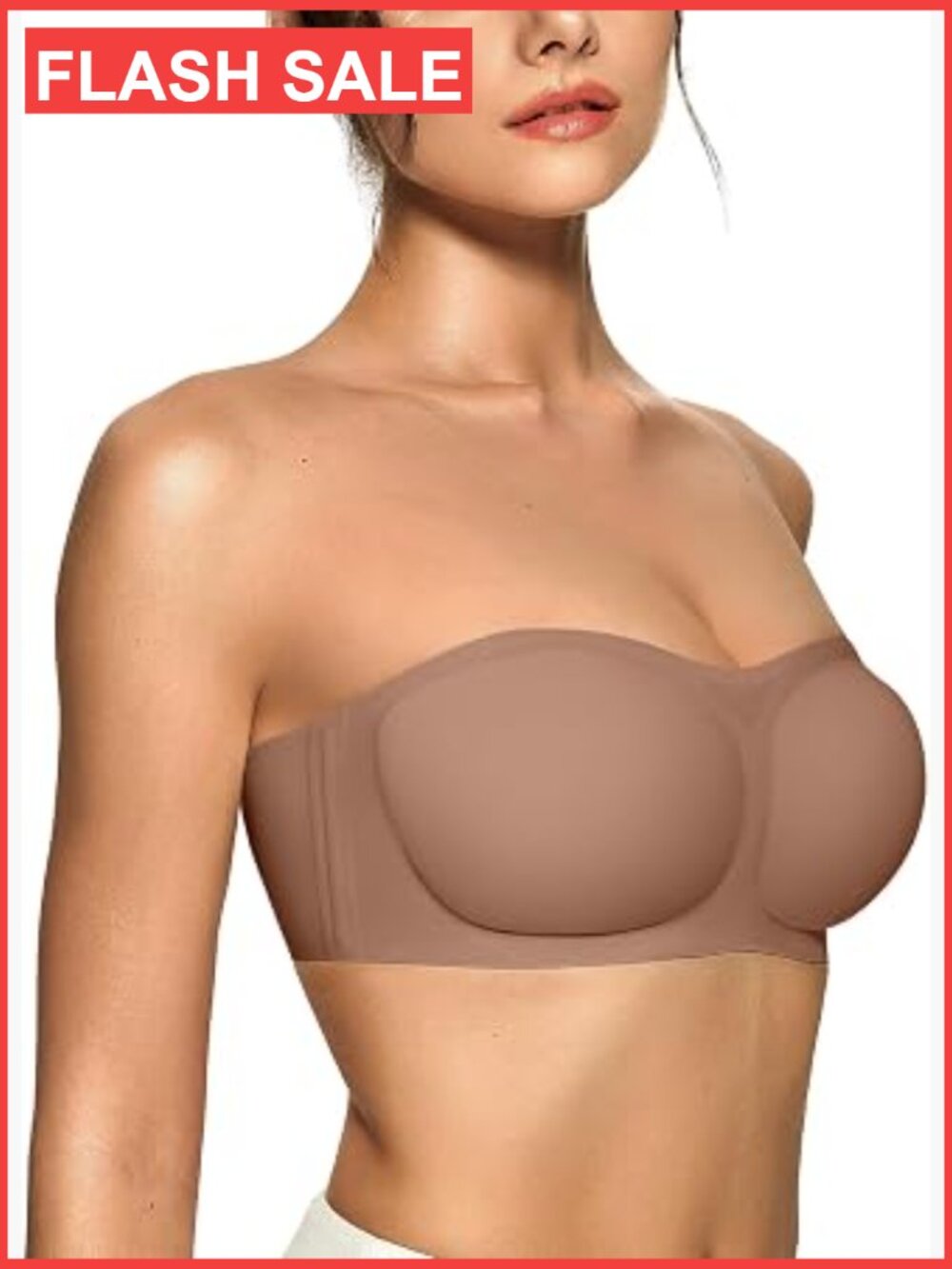 Strapless Push Up Bandeau Bra Wireless Half Bra Non Slip Silicone